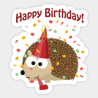 Funny Happy Birthday Hedgehog Sticker